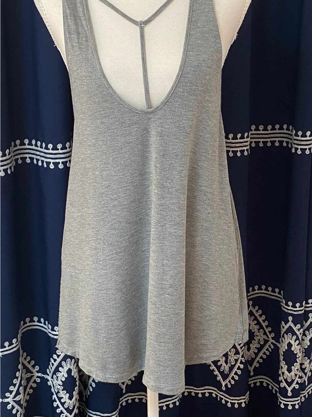 We The Free Light Gray Strappy Back Swing Tank